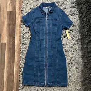 Denim Blue Zip-Up Dress